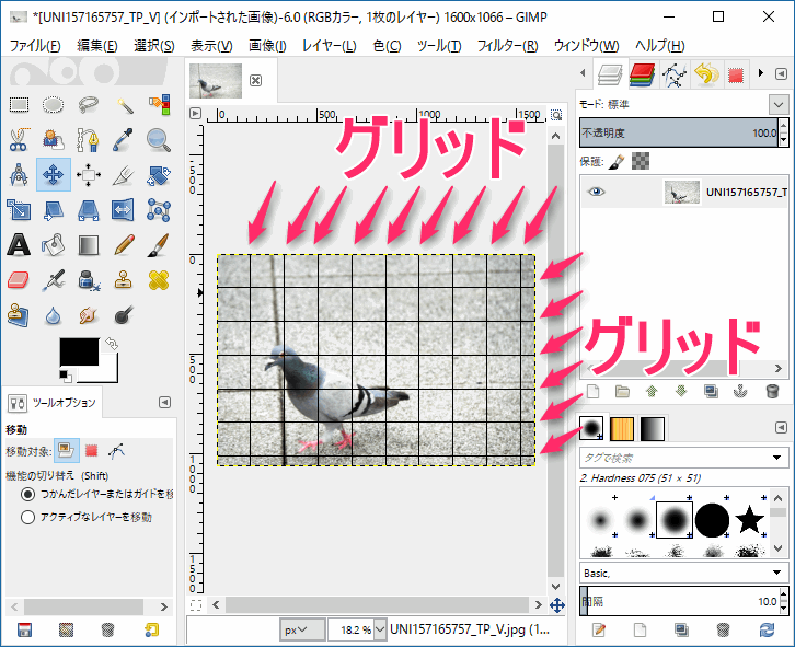 GIMP】グリッドとは？表示方法・使い方・設定について